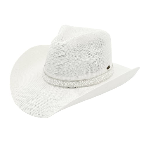 Modinno® Knit Cowboy Hat with Pearl & Rhinestone Hat Band