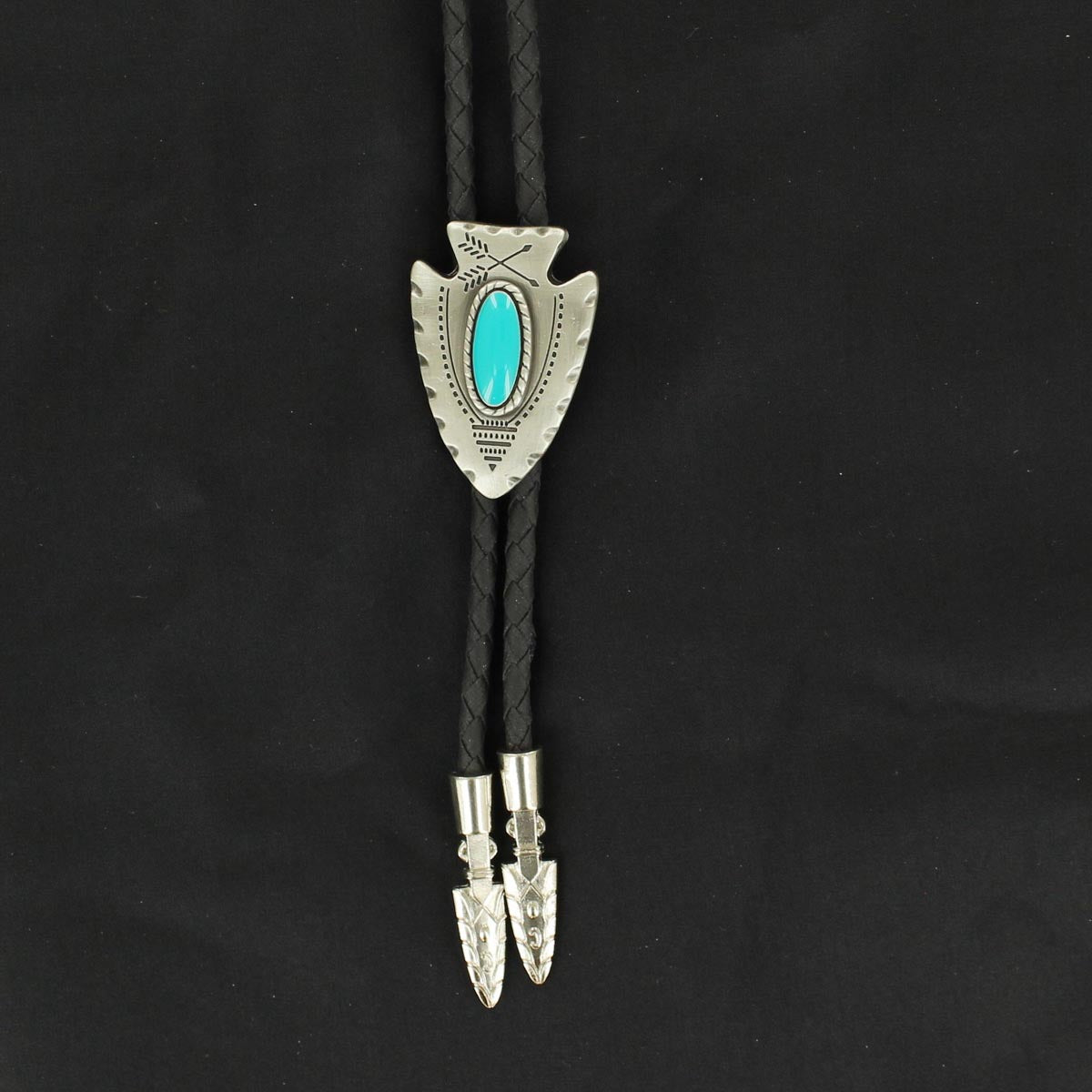 Double S Bolo Tie - Arrowhead w/ Turquoise