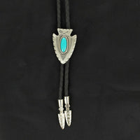 Double S Bolo Tie - Arrowhead w/ Turquoise