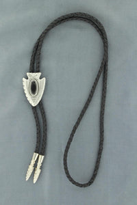 Double S Bolo Tie - Arrowhead w/ Black Stone