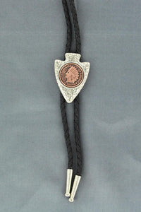 Double S Bolo Tie - Arrowhead w/ Coin