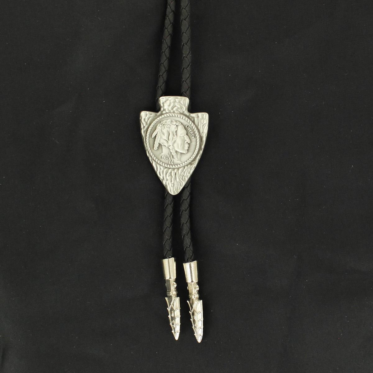Double S Bolo Tie - Arrowhead Coin