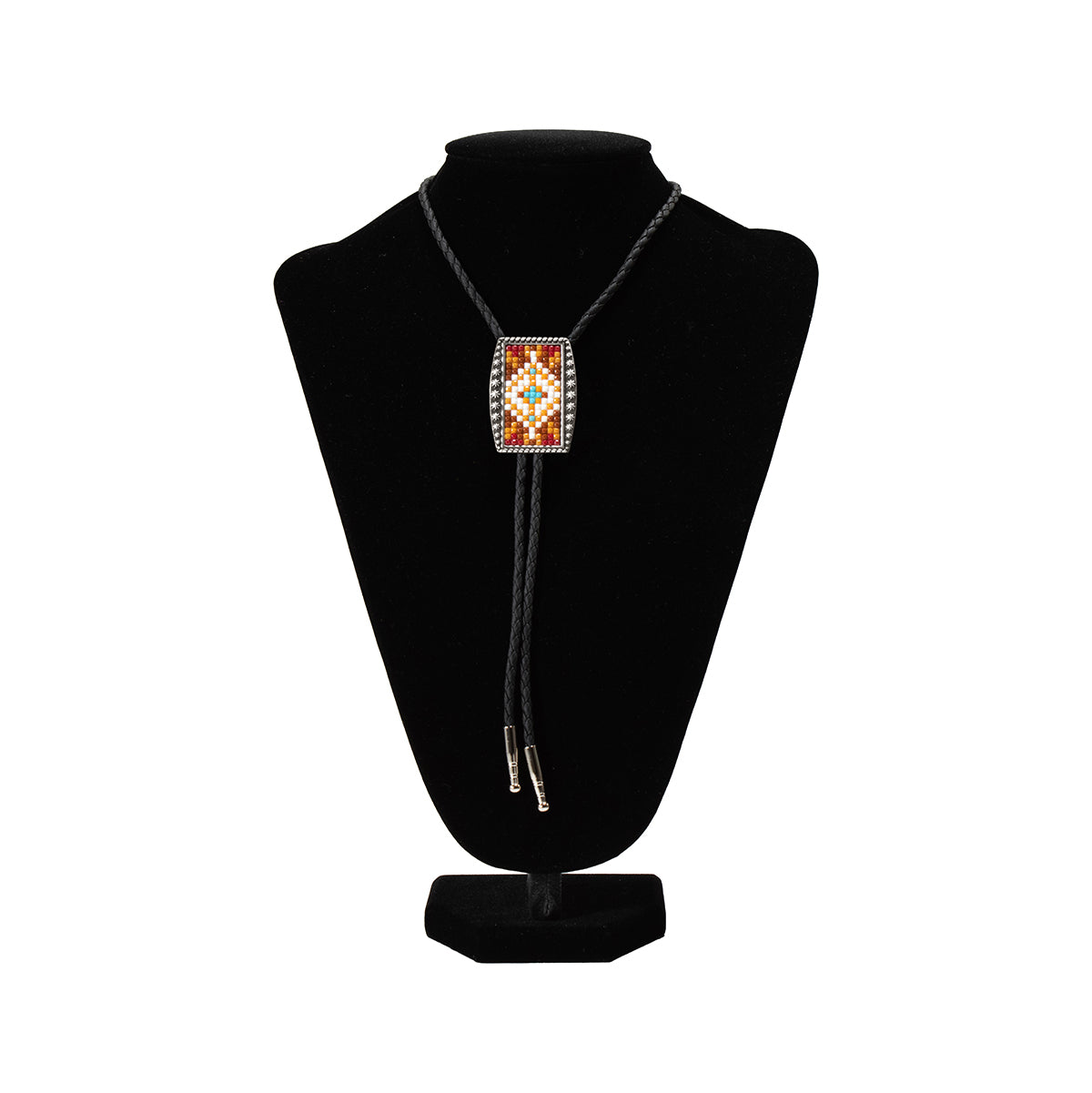 Double S Rectangle Resin Bead Bolo Tie