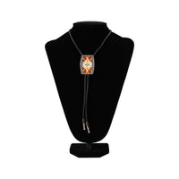 Double S Rectangle Resin Bead Bolo Tie