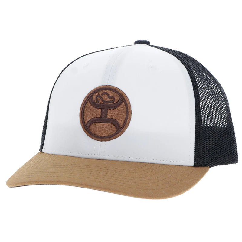 Hooey® Cap Snap Back "Primo" Hat White/Black w/Brown Circle Patch