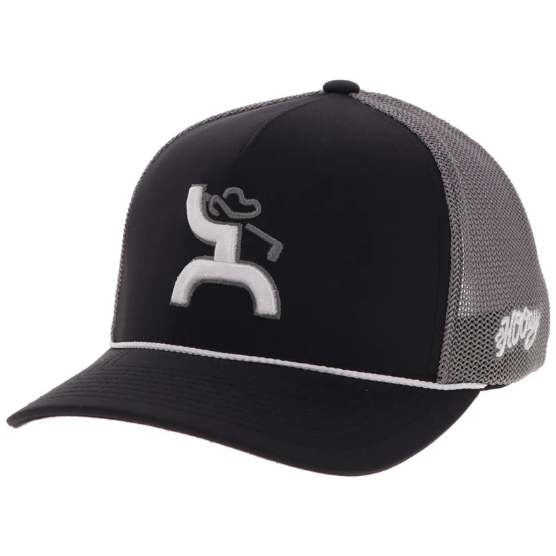 Hooey® Cap  Snap Back "Classic" Hat Black/Grey w/White & Grey Hooey Golf Logo
