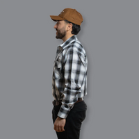 MWG® Men's Long Sleeve Plaid Western Shirt - Black & Grey