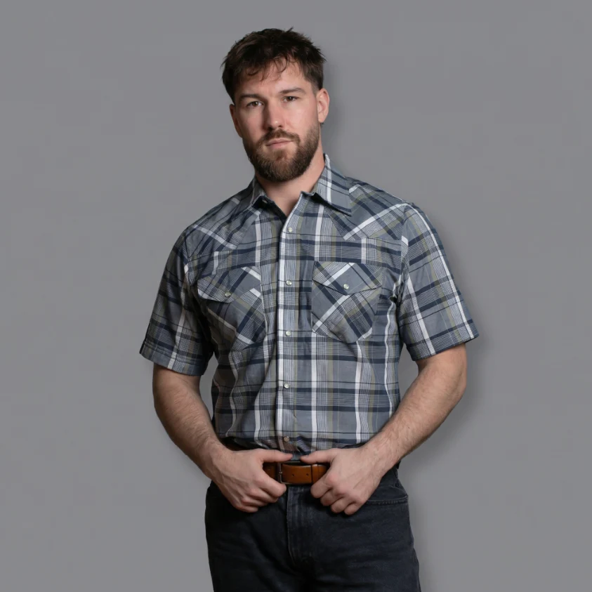 MWG® Men's Short Sleeved Western Shirt - Sage Plaid