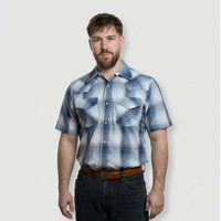 MWG® Men's Short Sleeved Western Shirt - Sky Blue Plaid