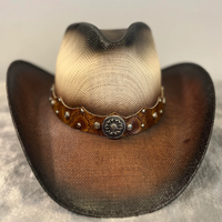Modestone 2 Tone Straw Hat - Style 1888