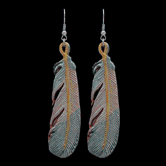 Leather Painted Feather Earrings