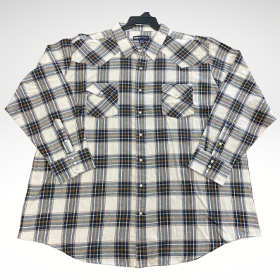 MWG® Men's Long Sleeve Flannel Western Shirt - Natural