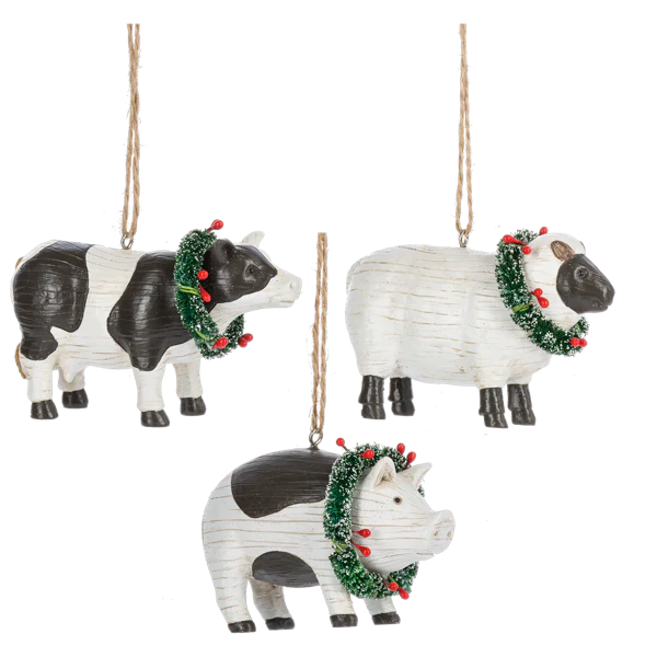 Folk Art Farm Animal Ornaments