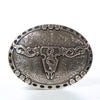 Nocona Oval Floral Bull Skull Buckle