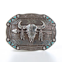 Nocona Rectangle Arrow Skull Feather Buckle