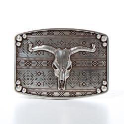 Nocona Men's Rectangle Bull Skull Buckle