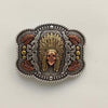 Nocona Men's Rectangle Rope Edge Feather Skull Chief