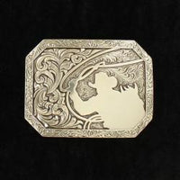 Rectangle Stamped Edge Cowboy Roping Belt Buckle
