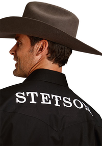Stetson® Men's Long Sleeve Western Shirt - Black Logo