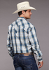Stetson® Men's Long Sleeve Western Shirt - Denim Dobby Plaid