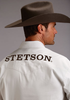 Stetson® Men's Long Sleeve Western Shirt - White Logo