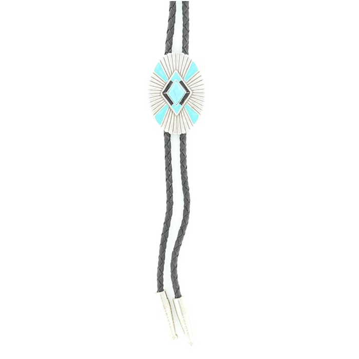 Double S Bolo Tie - Southwestern With Turquoise Stone