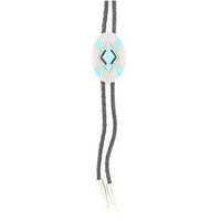 Double S Bolo Tie - Southwestern With Turquoise Stone