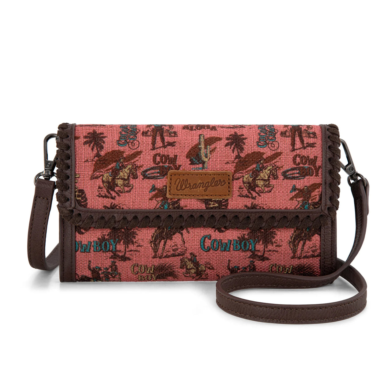 Wrangler Vintage Retro Cowboy Cool Print Crossbody Wallet
