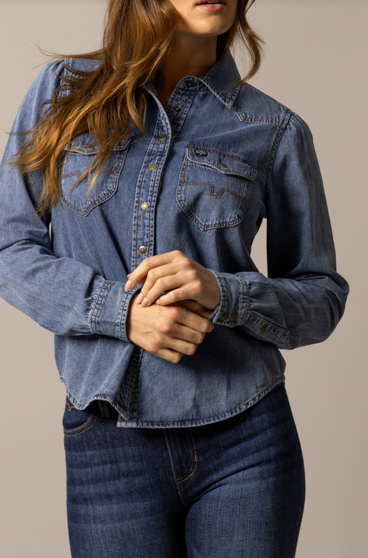 Kimes® Women's "Jane" Denim Snap Western Shirt