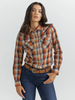 Wrangler® Women's Long Sleeve Plaid Western Shirt - Harvest Orange