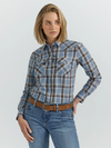 Wrangler® Women's Long Sleeve Plaid Western Shirt - Ocean