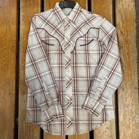 Roper® Men's Performance Snap Western Shirt - Cream, Tan & Wine Plaid