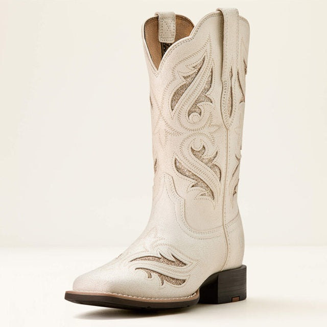 Ariat® Women's "Round Up Bliss" Western Boot - Distressed Ivory