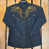Modestone Men's Western Embroidered Shirt