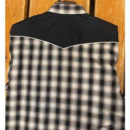 Roper® Men's Performance Snap Western Shirt - Black Plaid