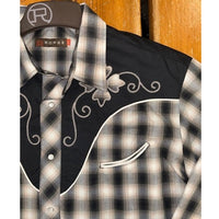 Roper® Men's Performance Snap Western Shirt - Black Plaid