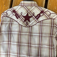 Roper® Men's Performance Snap Western Shirt - Cream, Tan & Wine Plaid