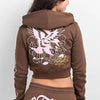 Ed Hardy Tiger Mountain Cocoa Crop Zip Hoodie - Junior