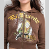 Ed Hardy Tiger Mountain Cocoa Crop Zip Hoodie - Junior