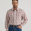 Wrangler® PBR® Logo Long Sleeve Western Snap Shirt - Red Tan