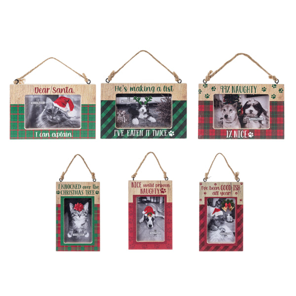 Feliz Naughty Pets Frame Ornaments - Sold Individually