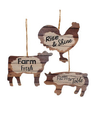 Plank Farm Animal Ornaments - Sold Individually