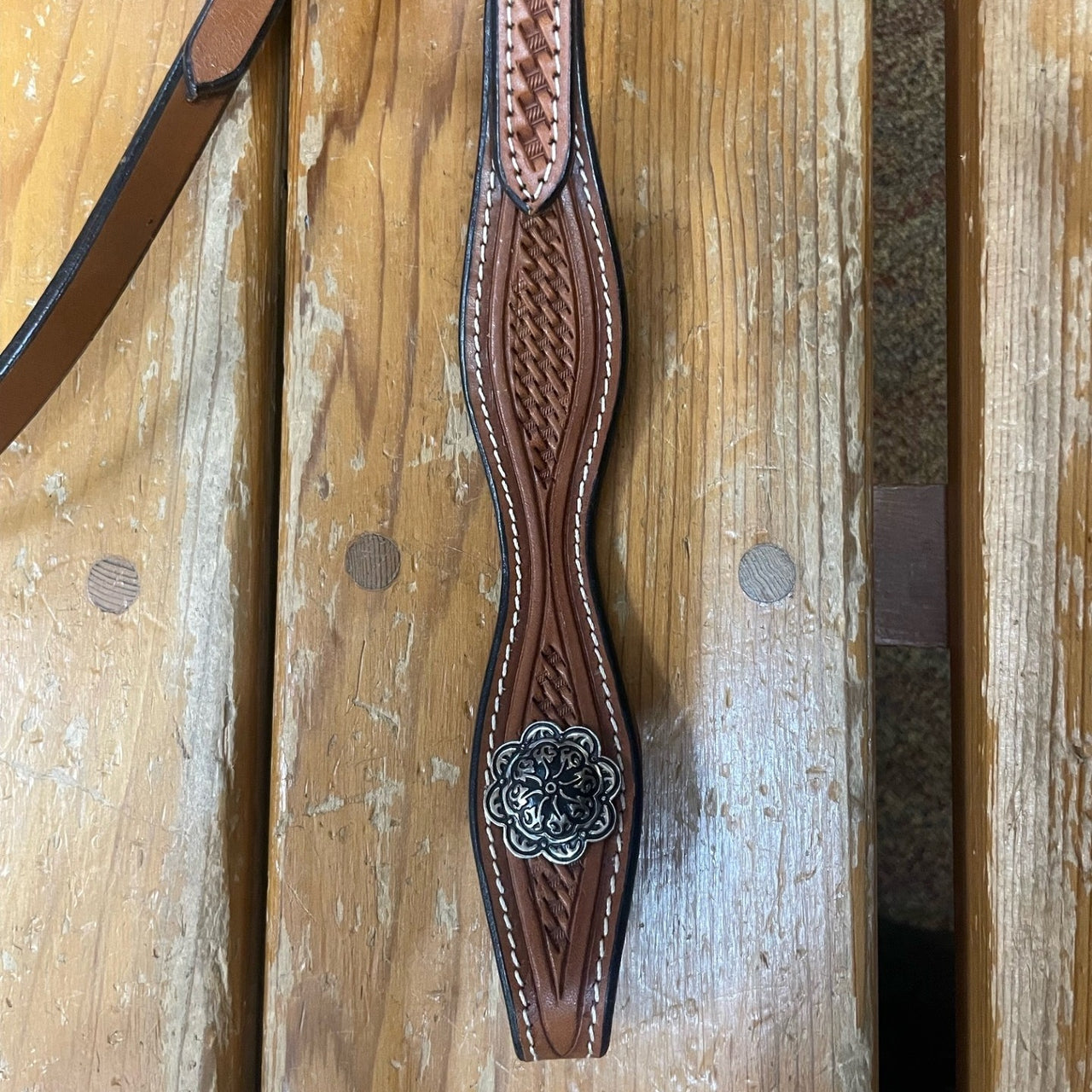 Plain Basketweave Headstall - Dark Chestnut