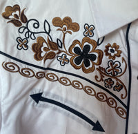 Modestone Women's Floral Embroidered Western Shirt - Brown & Black