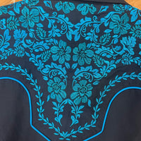 Modestone Women's Floral Embroidered Western Shirt - Blue & Black