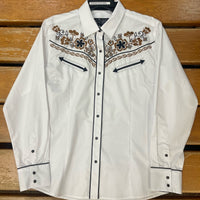 Modestone Women's Floral Embroidered Western Shirt - Brown & Black