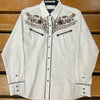 Modestone Women's Floral Embroidered Western Shirt - Brown & Black