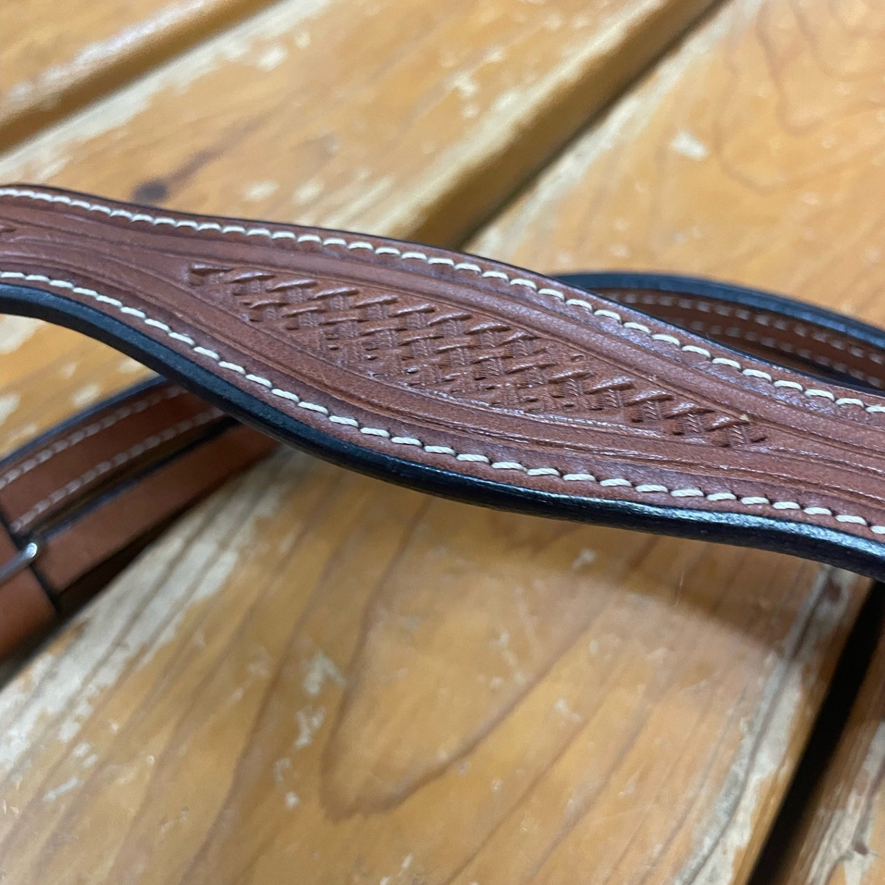 Plain Basketweave Headstall - Dark Chestnut