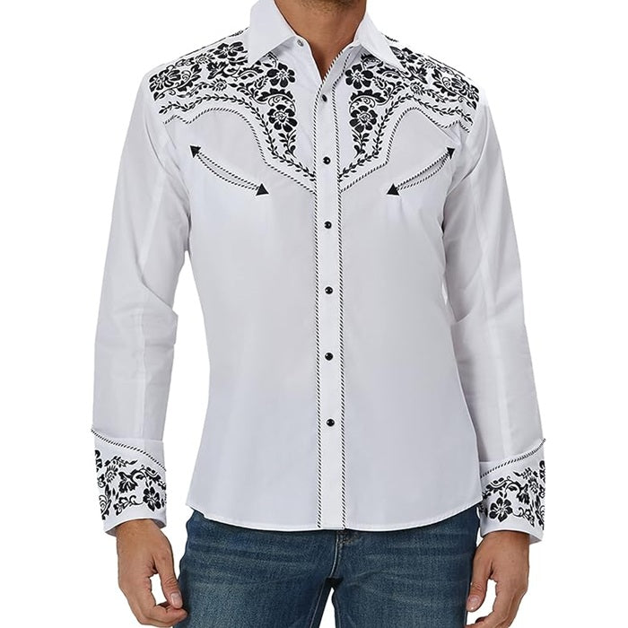 Modestone Men's Western Embroidered Shirt