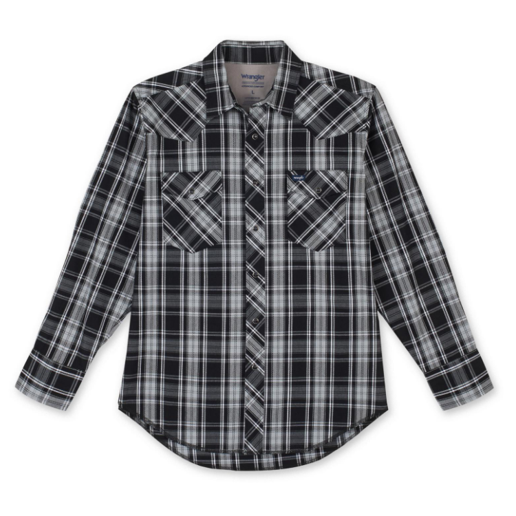 Wrangler Men's Western Workshirt - Black Plaid